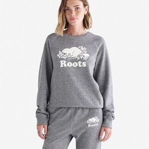 Roots Organic Original Crew Sweatshirt XXS Black & White